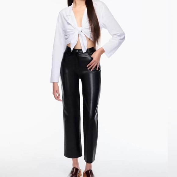 Aritzia Pants - NWT ARITZIA MELINA CROP WILFRED FAUX BLACK LEATHER PANTS 8